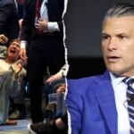 Pete Hegseth called war criminal by protesters at Army's drone panel