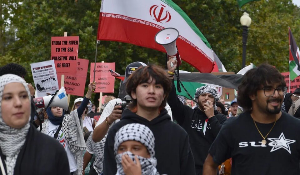 Pro-Palestinian activists reject the two-state solution at protests