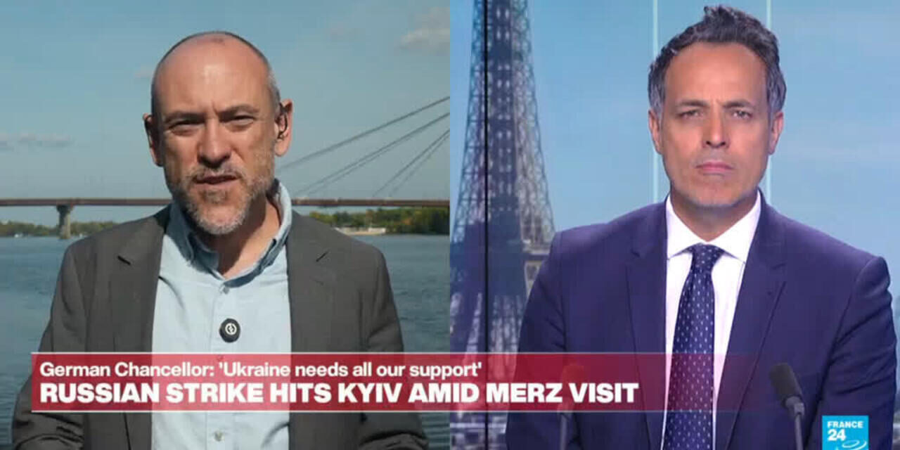 Russian strike hits Kyiv amid Chancellor Merz visit