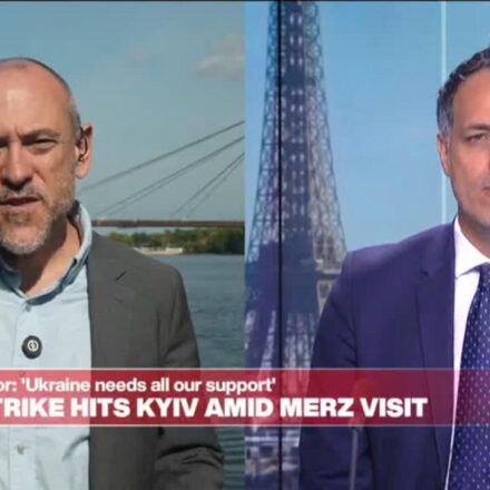 Russian strike hits Kyiv amid Chancellor Merz visit