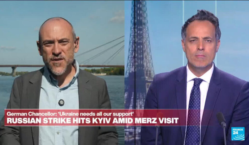 Russian strike hits Kyiv amid Chancellor Merz visit