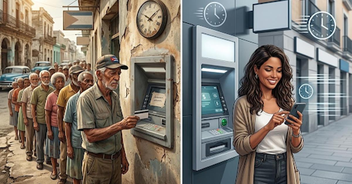 Sacar dinero tarda días en Cuba y segundos en España