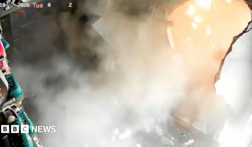 Watch: Moment sneaker shop in Indonesia is torn apart by explosion